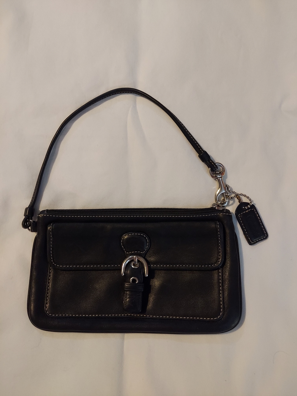 VTG Coach Black Leather Bleecker Buckle Wristlet Clutch Bag 40887 Y2K